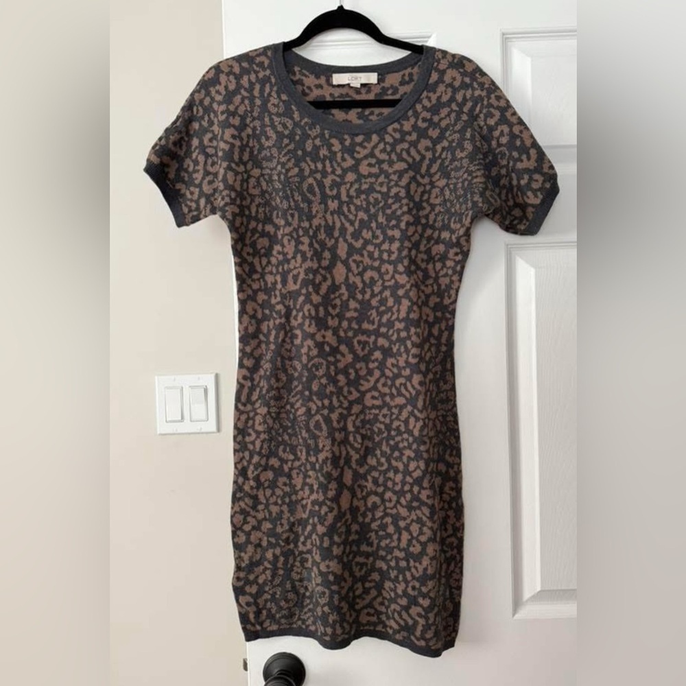 Loft Leopard Print Short Sleeve Dress